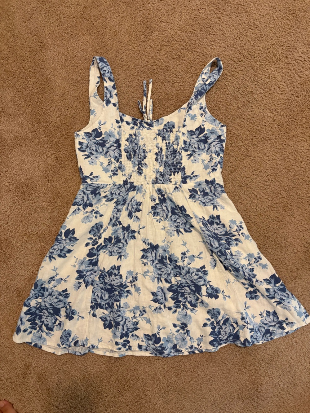 Blue Floral Smocked Sundress - Women